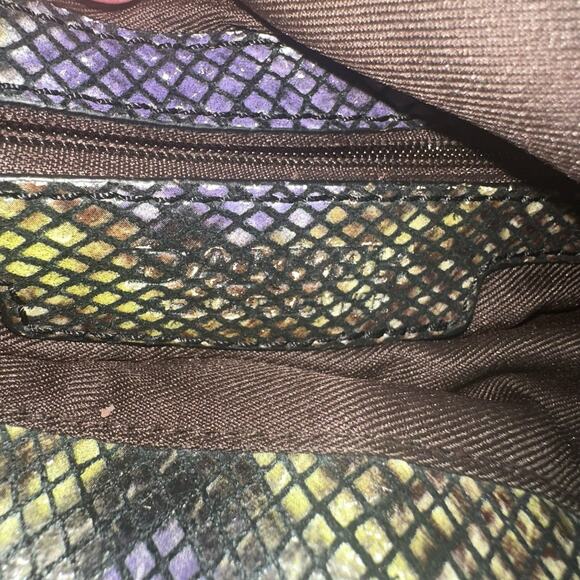 Danier Genuine Leather Python Print Satchel Crossbody Bag Gray Purple - Picture 11 of 15